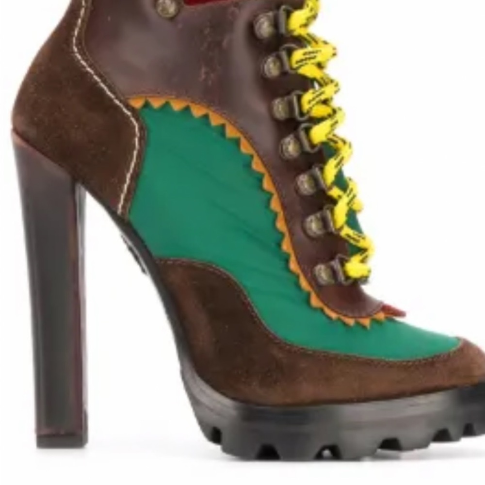 DSQUARED2 Green and Brown Heeled Boots
